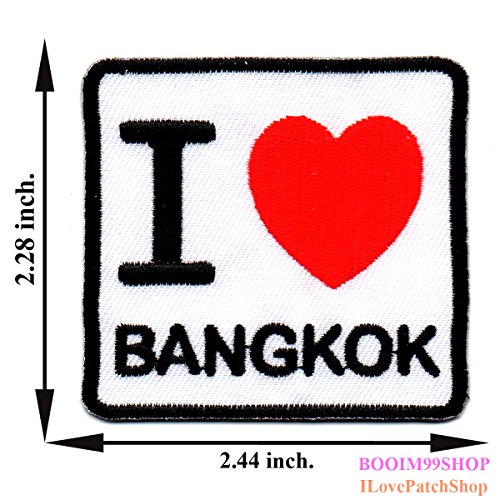 I Love Bangkok Country Flag Embroidered Applique Iron on Patch T-shirt Cap Jeans Bag
