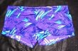 Purple/Turq Drawstring Square-Cut Boy-Short with Seamless Front