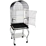 Brand New Parrot Bird Cage Cages Dome W stand on Wheels 20x20x58, Black