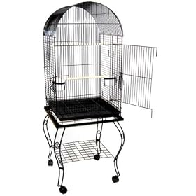 Brand New Parrot Bird Cage Cages Dome W/stand on Wheels 20x20x58, Black