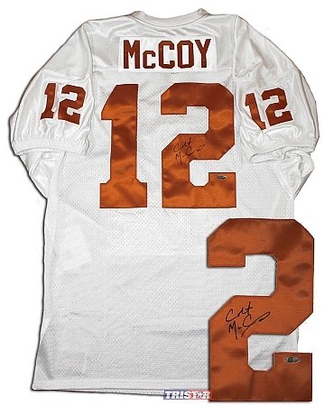 Colt Mccoy Autographed/Hand Signed Texas Longhorns White Jersey