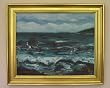 Shoals, Original 1997 Seascape Painting By Carmel Art Association Artist Dick Crispo - Framed Artwork