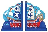 Fair Trade Wooden Bookends - Pirate Ship