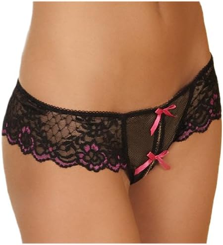 Rene Rofe Women's Crotchless Lace Thong with Bows