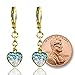 A Touch of Dazzle Heart Earrings with Clear and Colored Embedded Crystals | Comfortable Leverback Earrings 18k Gold Plated Dangle Earrings