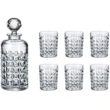 Crystalex Bohemia Diamond Whiskey Set, 1 Bohemian Crystal Glass 23-Ounce Decanter with Stopper and 6 Tumblers
