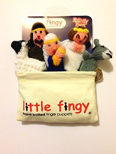 Nativity Fingys - Hand Knitted Finger Puppets With Canvas Storage Bag by Little Fingy