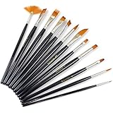 Outop 12pcs Nylon Hair Paint Brush Set Artist Watercolor Acrylic Oil Painting Supplies