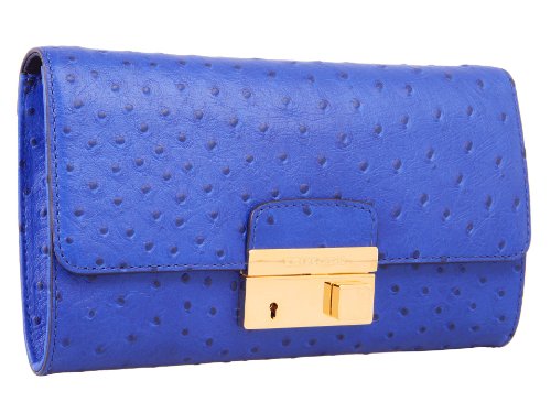 Michael Kors Gia Clutch w/Lock Ostrich Sapphire