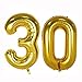 40inch Gold Foil 30 Helium Jumbo Digital Number Balloons, 30th Birthday Decoration for Women or Men, 30 Year Old Birthday Party Supplies
