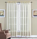2 Piece Beautiful Sheer Window Elegance Curtains/drape/panels/treatment 60"w X 63"l (Beige)