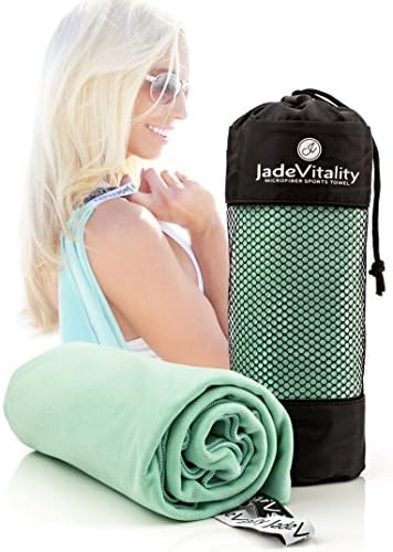 Large Microfiber Travel Towel with Carrying Bag &amp; Hanging Loop, Ideal for the Beach, Camping, Hiking, Hot Yoga, Crossfit &amp; More, Perfect Quick Dry Towel, Premium Fabric Absorbs Sweat &amp; Water
