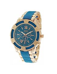 Mark Naimer Fashion Watch in Rose Gold Color Metal Band and Blue Dial in Roman Numerals