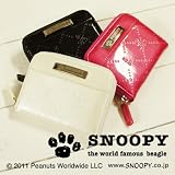 スヌーピーとウッドストックのモノグラムがキュートなエナメルレディース小銭入れ【SNOOPY】レディース 女性用 キッズ キャラクター モノグラム キュート ブローチ ピーナッツ アコーディオン ジャバラ コインケース カードケース ピンク ブラック ホワイト