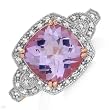 Ring With 4.95ctw Precious Stones - Genuine Diamonds and Amethyst Made in Rose Gold. Total item weight 5.0g - Certificate Available.