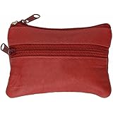 100% Genuine Leather Change Purse Key Ring Cherry #810