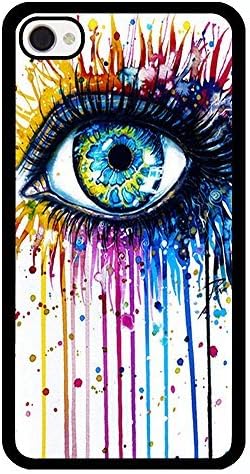 iPhone 4 Case, iPhone 4S Case,TPU Hard Back Cover with Rainbow Eye Pattern for iPhone 4 4S-Black