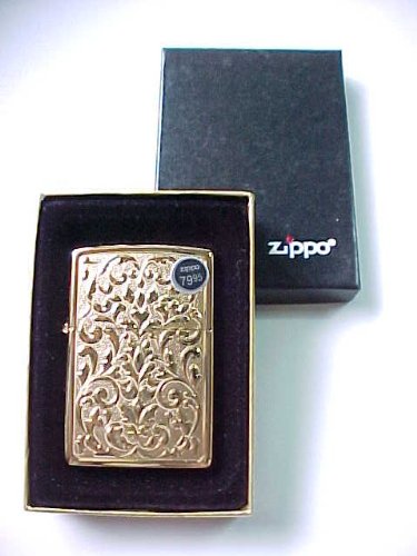 Stunning Carved Floral Gold Plated Zippo 705