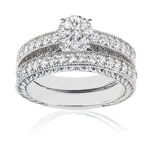 2.25 Ct Round Diamond Bridal Wedding Rings Set EGL 14K