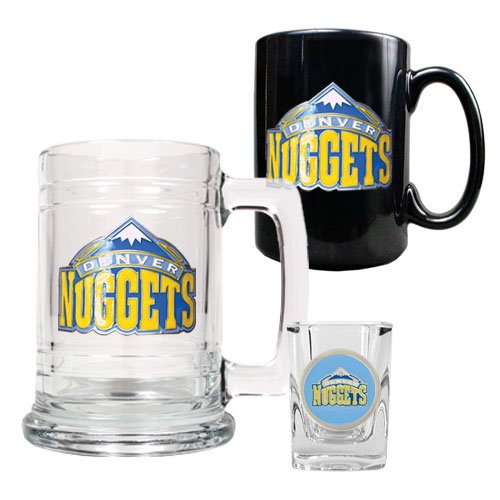 Denver Nuggets NBA 15oz Tankard, 15oz Ceramic Mug & 2oz Shot Glass Set - Primary Logo