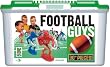 A Boxed Set Of 26 Two Inch Plastic Football Players, A Referee, Two Goal Posts And a 24 x 36 Washable Felt Field.  Each Case Contains Two Full Teams In Either Blue And Silver Team Colors Or Red And Gold Team Colors.  With No Set Rules Or Directions, You