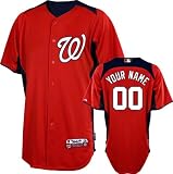 MLB Men's Washington Nationals Authentic Coolbase Jersey Personalized (Scarlet/Navy, 40/Medium)