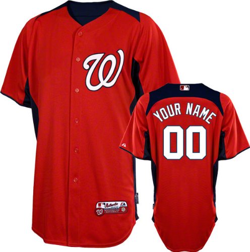 MLB Men's Washington Nationals Authentic Coolbase Jersey Personalized (Scarlet/Navy, 40/Medium)