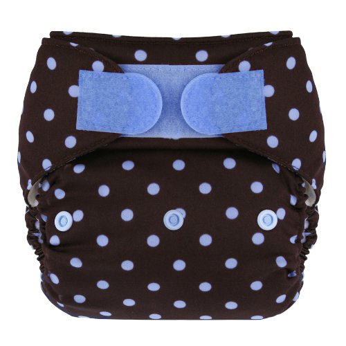 Blueberry Deluxe Hook/Loop Diaper, Blue on Chocolate