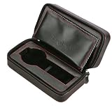 Diplomat Black Leather Double (2) Watch Zippered Travel Case with Black Suede Interior
