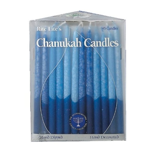 Rite-Lite Judaica Hand-Dipped Shades of Blue 5 3/4-Inch Chanukah Candles, Box of 45