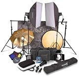 SP3700 Complete Premium Portrait Studio Kit - 3 Studio Flash/Strobe, 2 softboxes, 3 backdrops, wireless