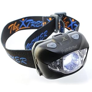 PathBrite™ Headlamp Flashlight - Best for Outdoor/Indoor Activities. 3 Modes White CREE Light, LED Red Light, Flashing Red and Emergency - Extreme Bright, All Size Fit. Perfect Gift Idea (Black)