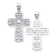 14k White Gold Reversible Cross with Serenity Prayer Pendant