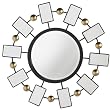 24" Modern Golden Sphere and Rectangles Round Wall Mirror