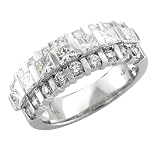 14k White Gold Round and Princess-Cut Diamond Wedding Ring / Band, Size 7.25 (G-H, SI-I, 1.75 carat)