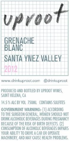 2012 Uproot Wines Grenache Blanc 750 mL