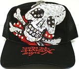 Ed Hardy Rhinestone Cap - Skull & Cross Bones Design - Black