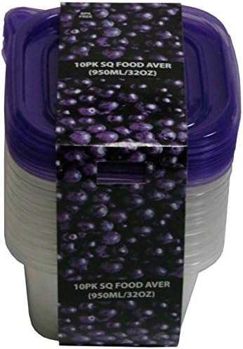 VMI Housewares20-Piece Reusable Food Storage, Deep Square, 32-Ounce, Assorted