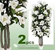 TWO 6' White Magnolia Real Wood Trunks Artificial Trees each with approx. 35 flowers 21 buds