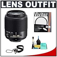 Nikon 55-200mm f/4-5.6G ED AF-S DX Nikkor Zoom Lens + UV Haze Filter + Accessory Kit for Nikon D40, D40x, D60, D50, D70, D70s, D80, D90, D200, D300