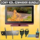 Sony Bravia M-Series KDL-32M4000/R 32-inch 720P LCD HDTV Red and Deluxe Accessory Outfit With 3 Year Warranty