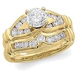 18K Yellow Gold Diamond Wedding Set - 1.10 Ct.