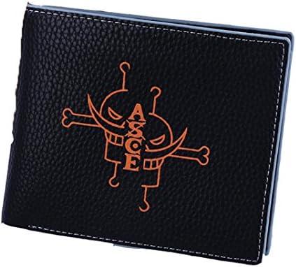 Coolchange Anime One Piece Print Open Short Bifold Soft Pu Sport Black Wallet (White Beard Pirates Portgas D Ace)