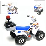 MiniMotors White Toy Police ATV w/REAL Electric Motor