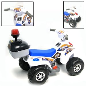 MiniMotors White Toy Police ATV w/REAL Electric Motor