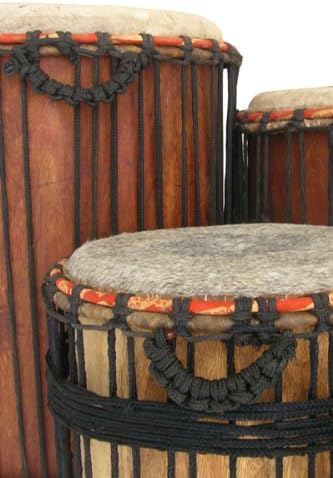 Africa Heartwood Project African Dundumba Dunun Bass Drum - 15" X 28" with stick - African Cow Skin Hand Drum, Handcrafted in Africa