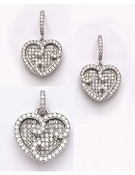 New.925 Sterling Silver Heart Set Earrings Pendant