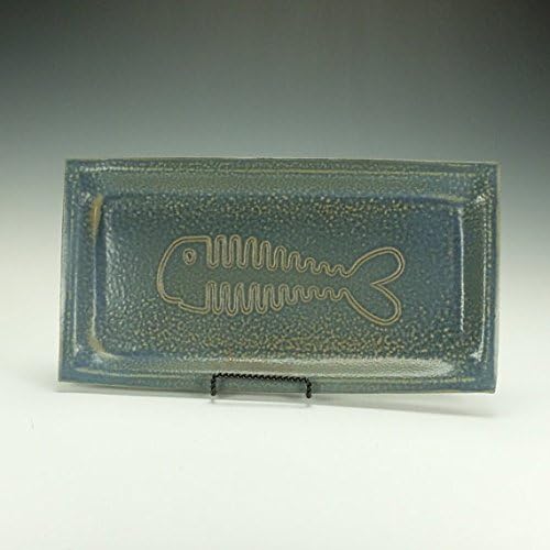 Rectangular fish tray with blue ash glaze