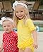 RuffleButts® Little Girls Yellow Polka Dot Ruffled Rash Guard Bikini
