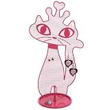 Pretty in Pink Kitty Cat Jewelry Earring Ring Bracelet Stand Tower Organizer Holder by Bucasi